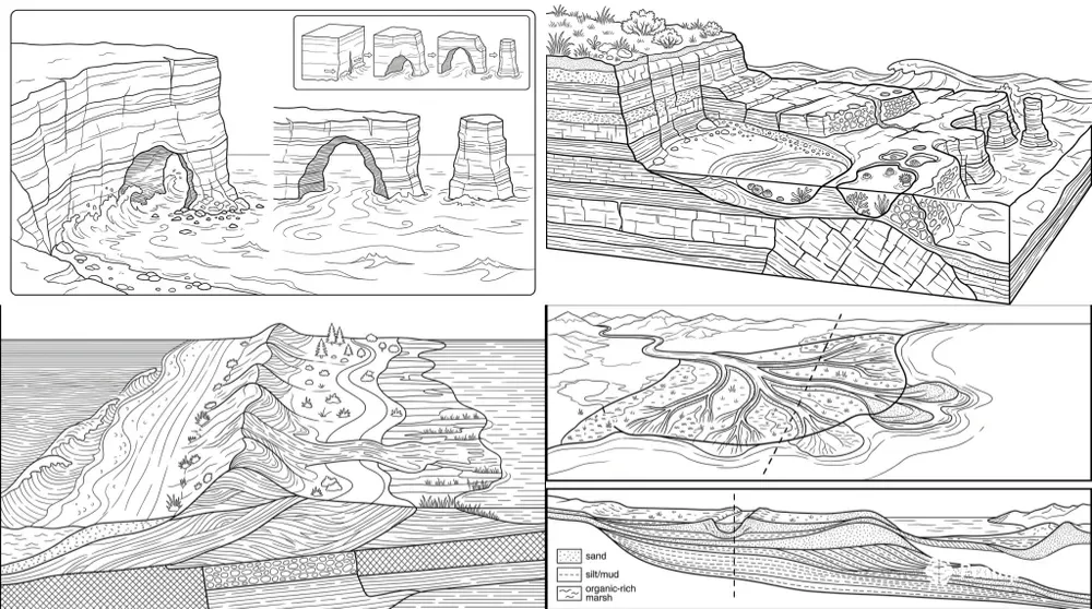Coastal Geology Coloring Crosscuts