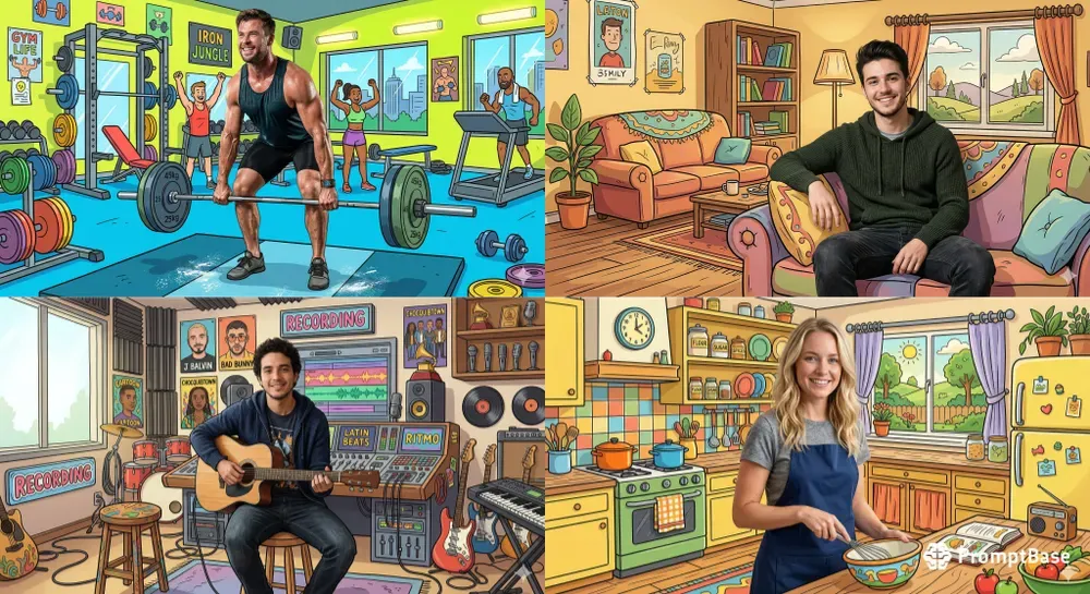 People Inside Cartoon Worlds