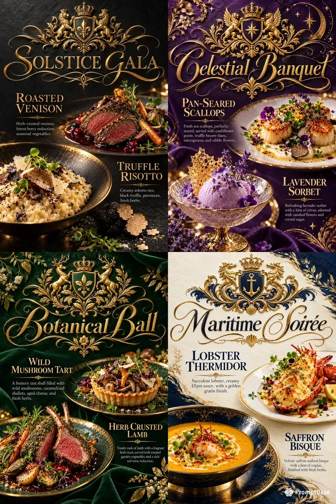 Regal Gold Gala Menu Card Template Events