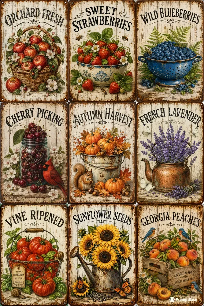 Vintage Farmhouse Tin Sign Art