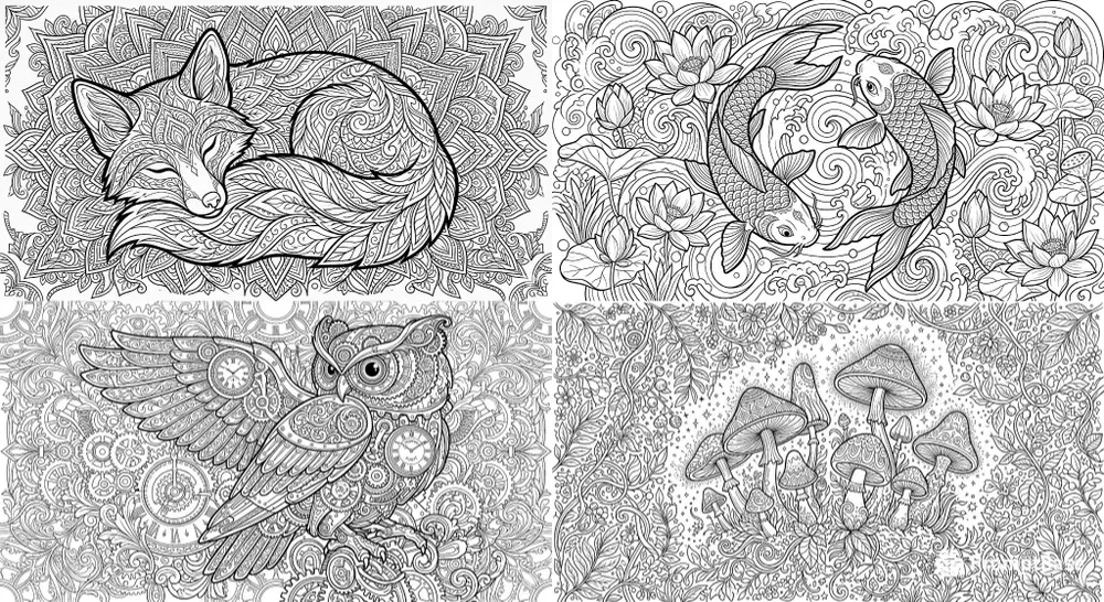 Intricate Adult Coloring Book Pages