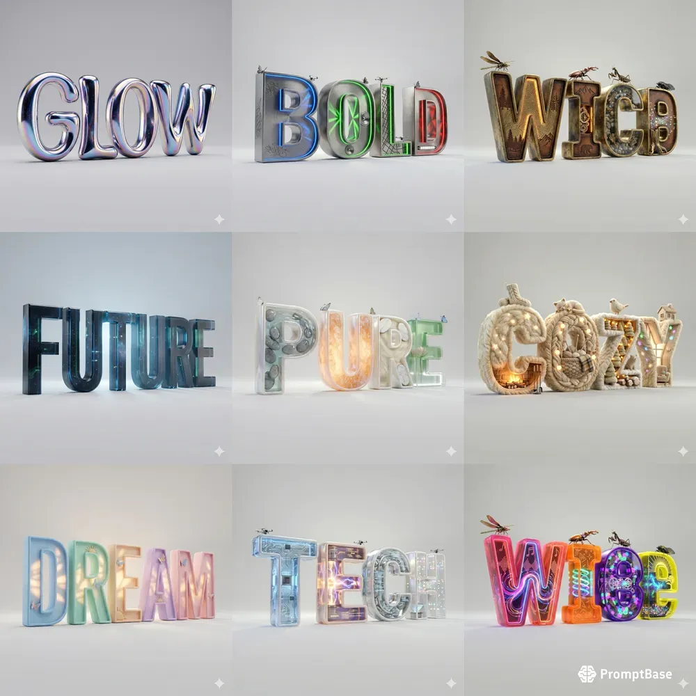 3D Surreal Typography Asset Kits