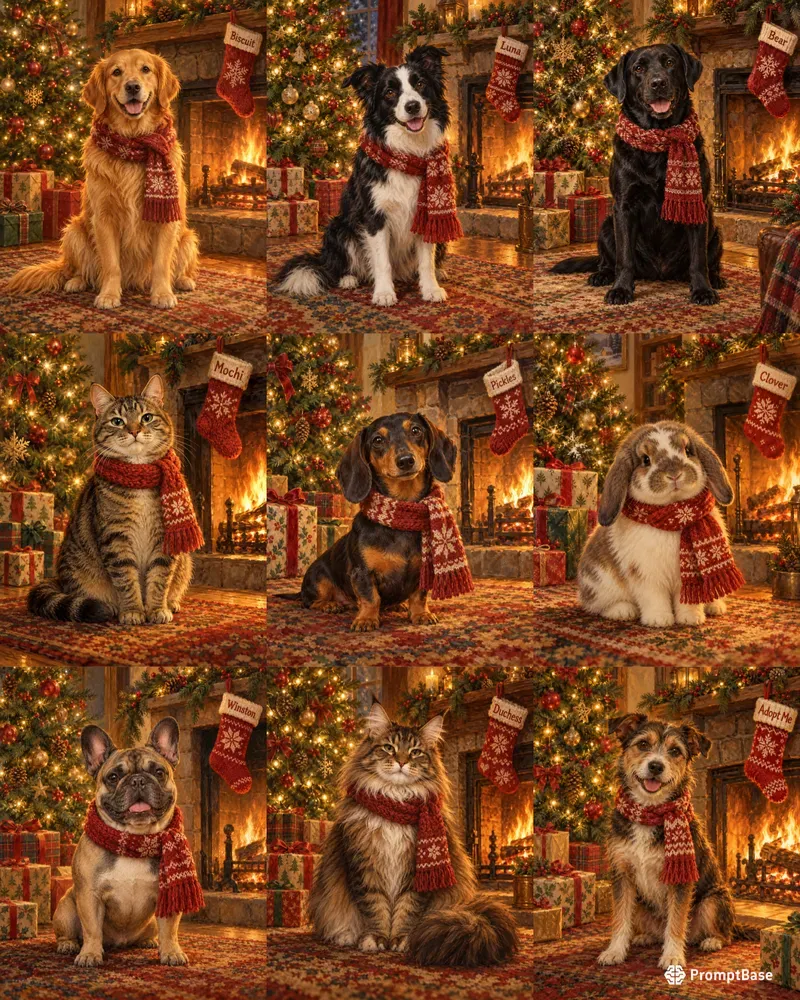 Pet Christmas Portrait Prints
