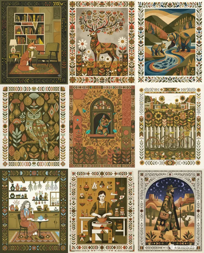 Sophisticated Midcentury Folk Art