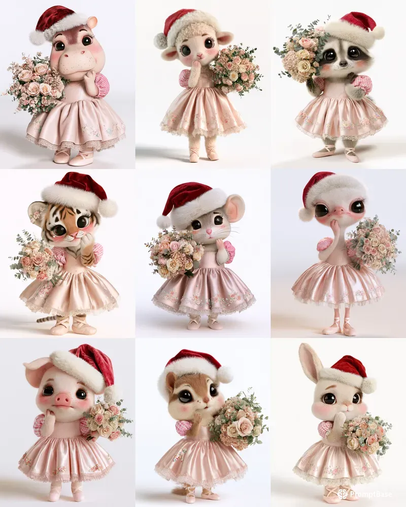 Pastel Christmas Animal Characters