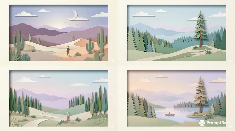 Minimalist Cut Paper Landscapes