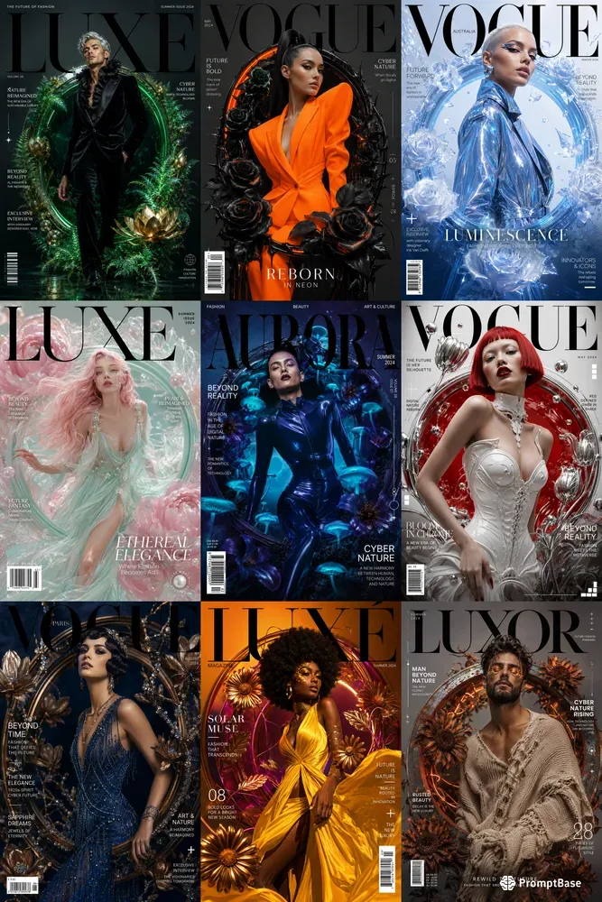 Surreal Cyber Flora Magazine Covers