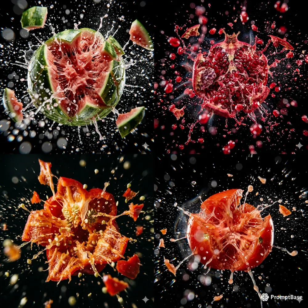 High Speed Food Explosion Macro Photos