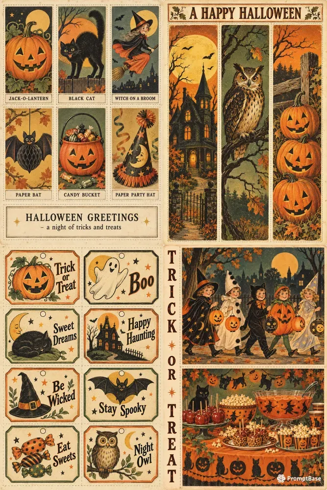 Vintage Halloween Ephemera Sheets