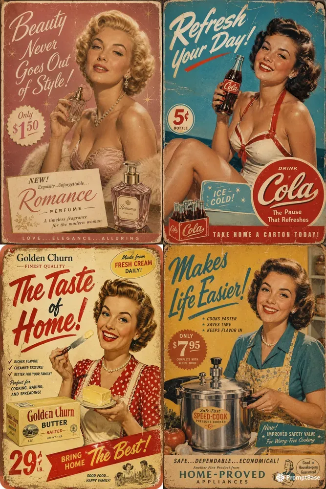 Hyperrealistic 1950s Vintage Ads