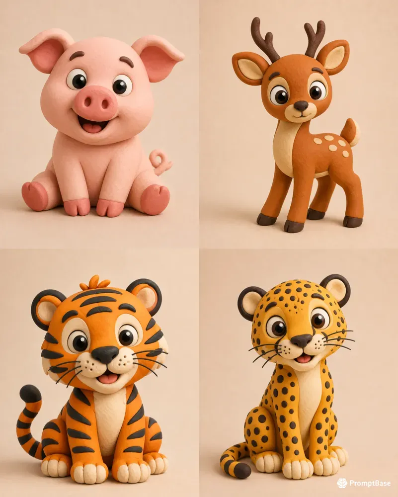 Cute Clay Animal 3D Renders