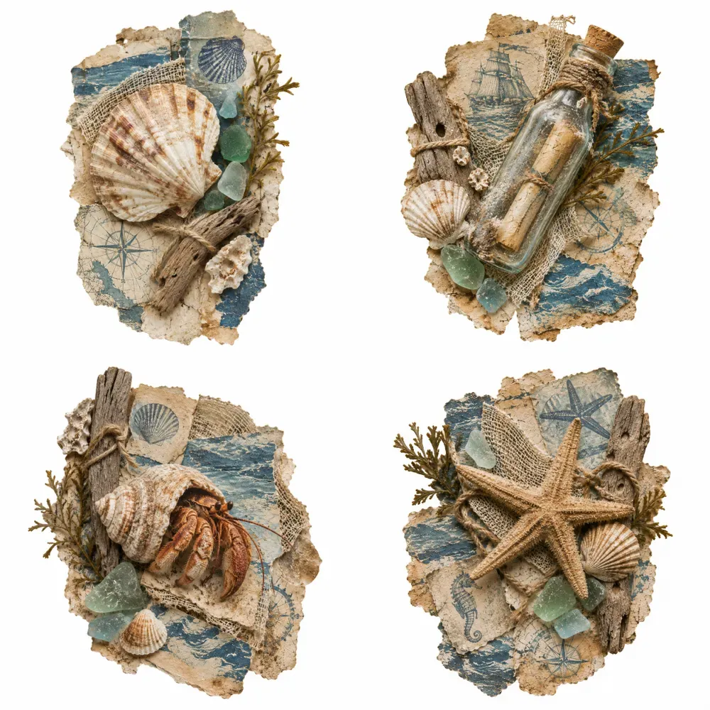 Seaside Found Junk Journal Ephemera