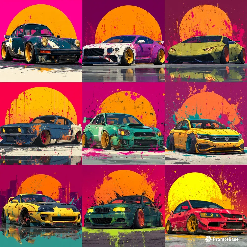 Jdm Sunset Street Art Car Print Packs