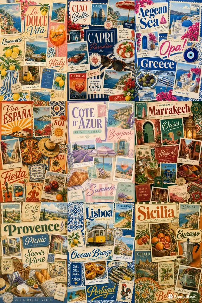 Retro Summer Travel Collage Boards