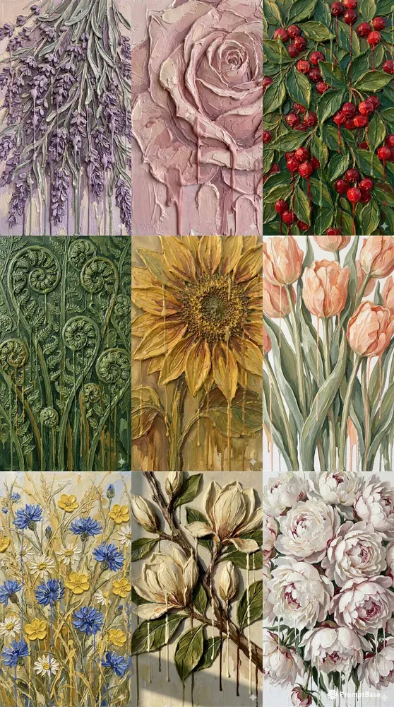 Thick Impasto Gouache Florals