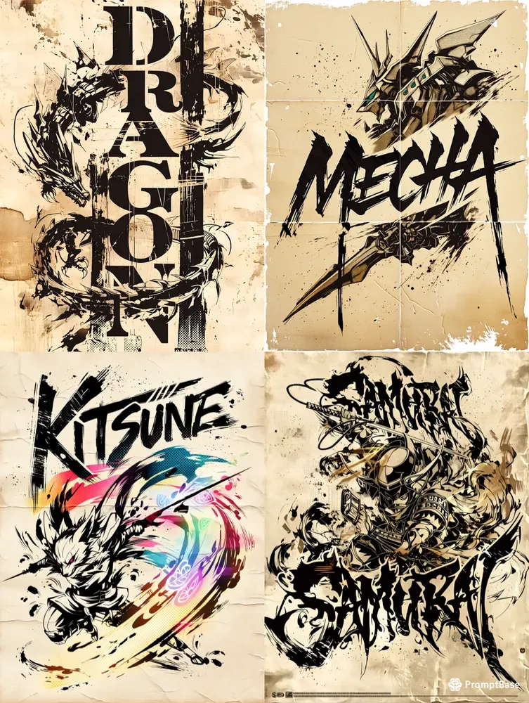 Neojapanese Poster Graphic Assets