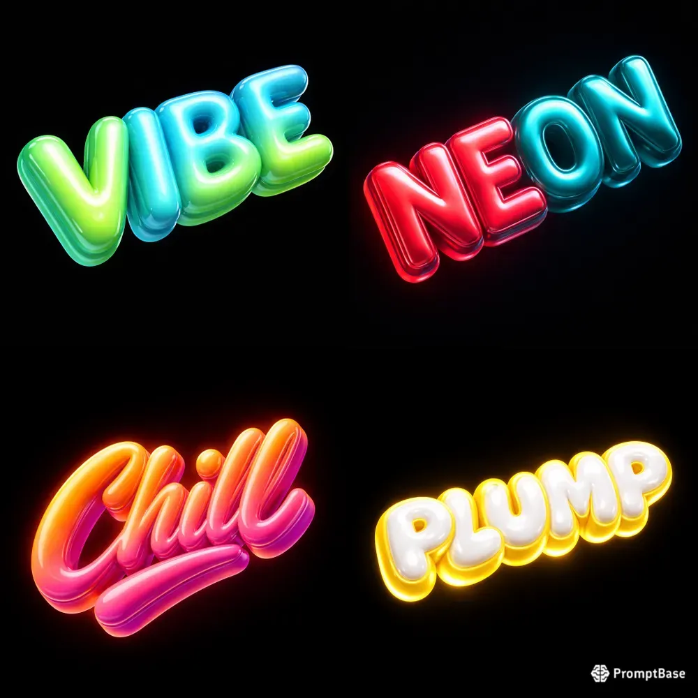 3D Neon Puffy Floating Texts