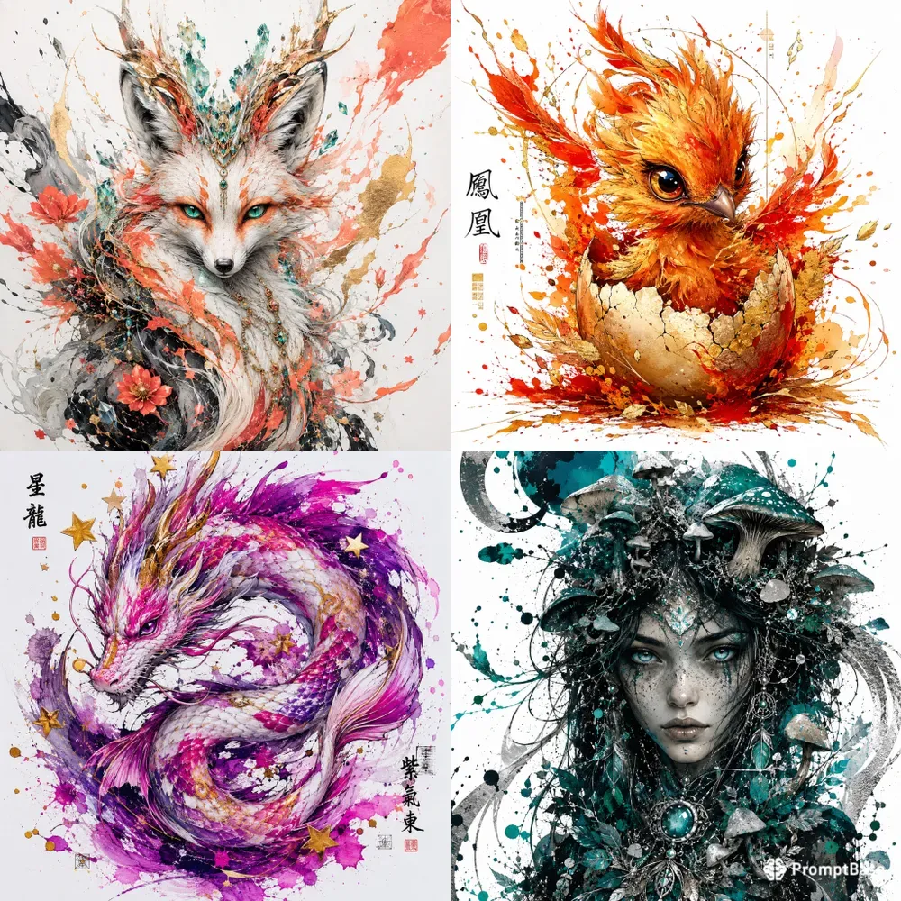 Fantasy Ink Splash Portraits