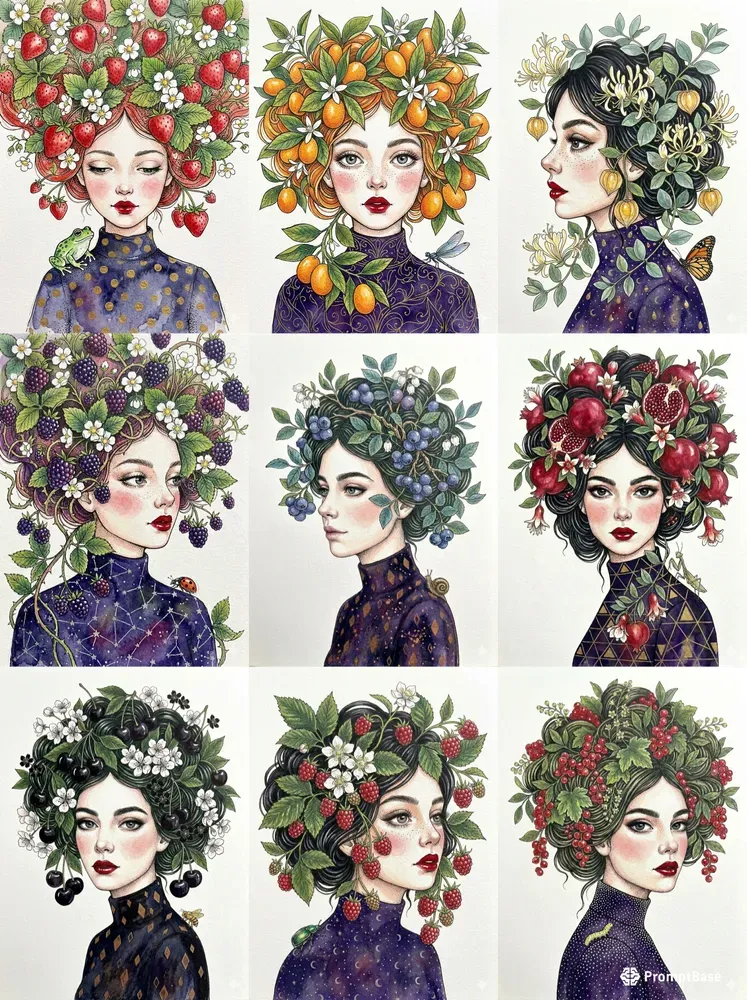 Botanical Watercolor Portrait Art