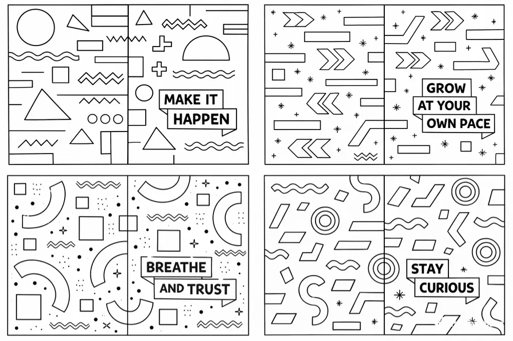 Self Care Memphis Coloring Pages