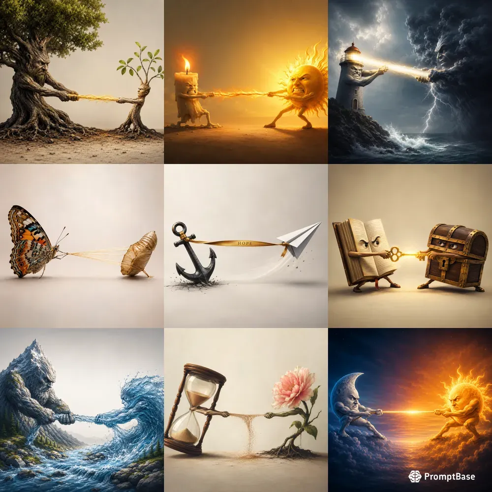 Symbolic Tugofwar Life Illustrations