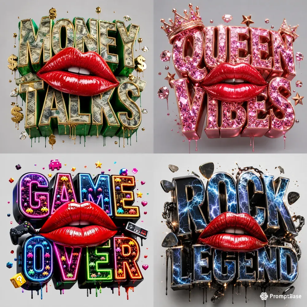 Lips Text Designs