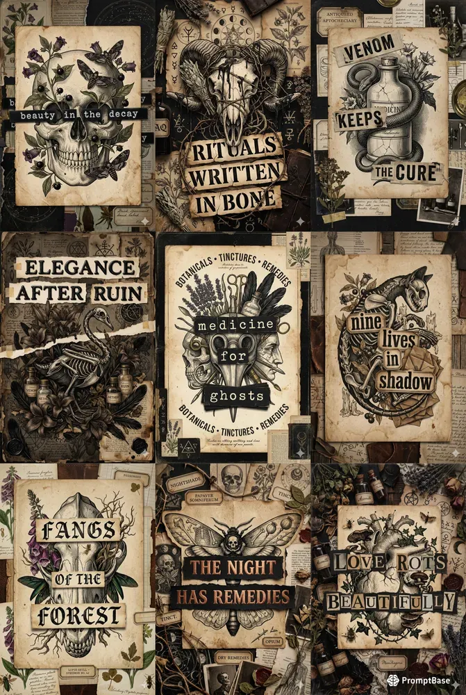 Dark Academia Apothecary Collage Art