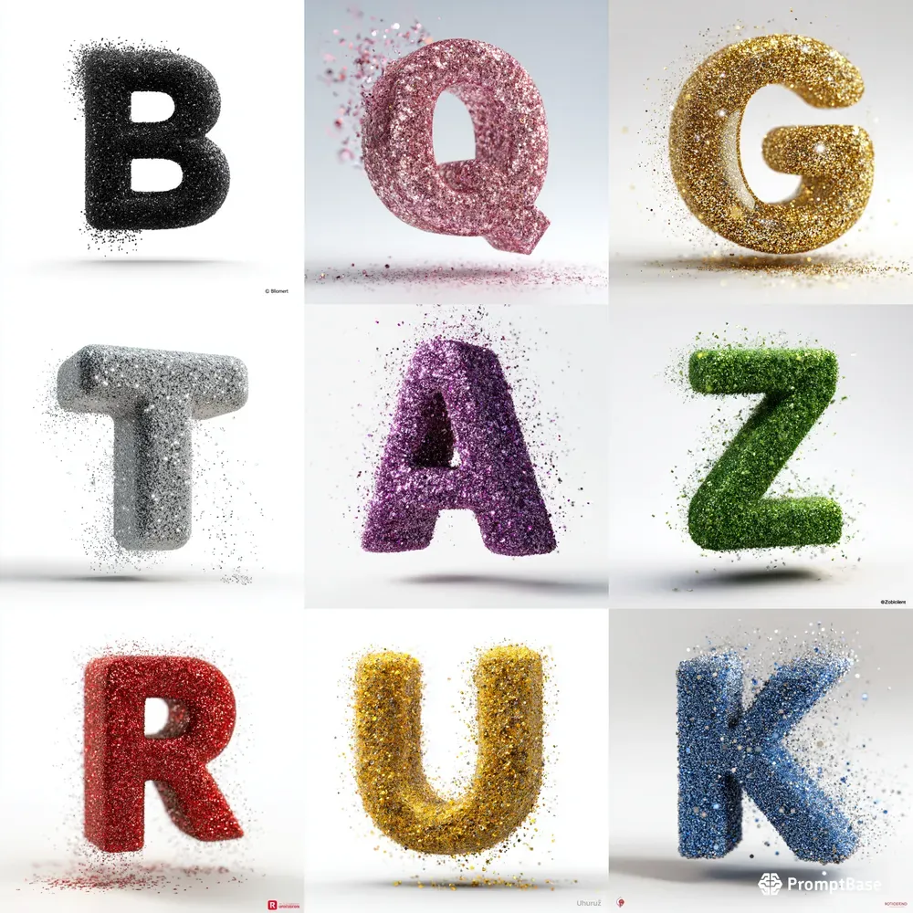 3D Sparkling Glitter Letters