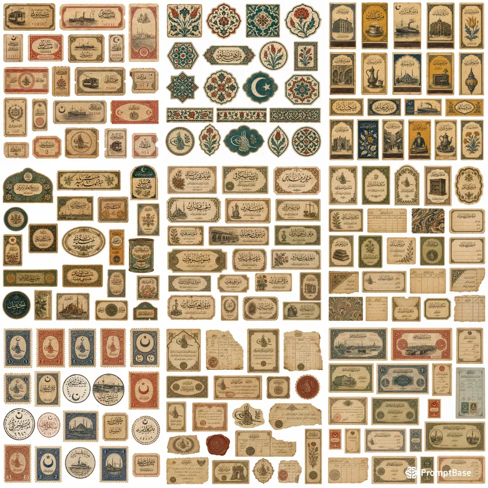Ottoman Vintage Ephemera Cut Sheets