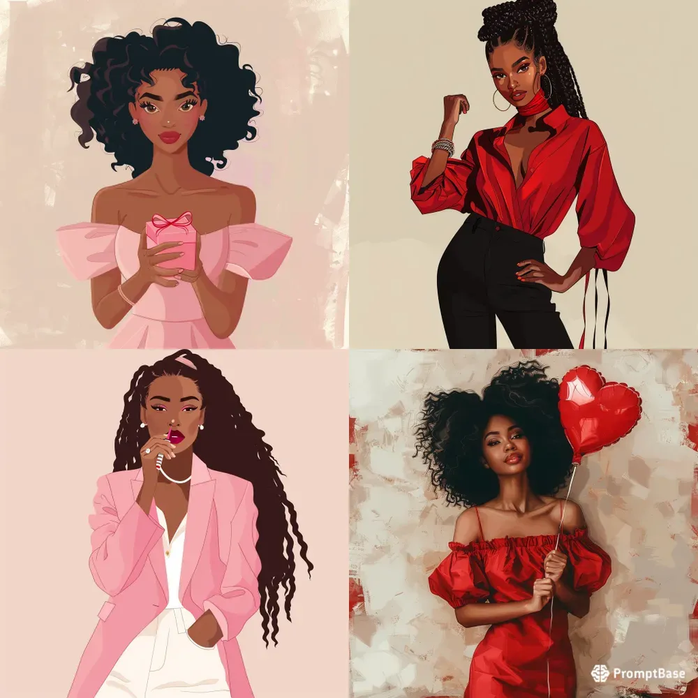 Melanin Valentine Women Clipart