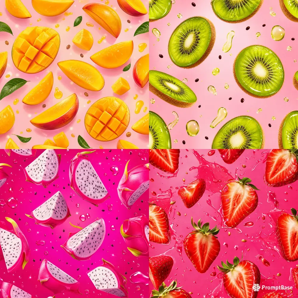 Vibrant Floating Fruit Slice Patterns