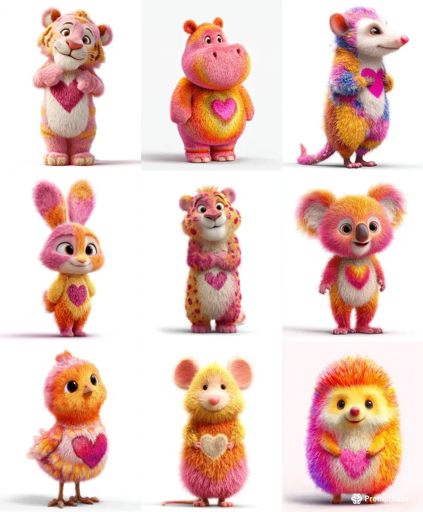 Colorful Heart Patch Characters