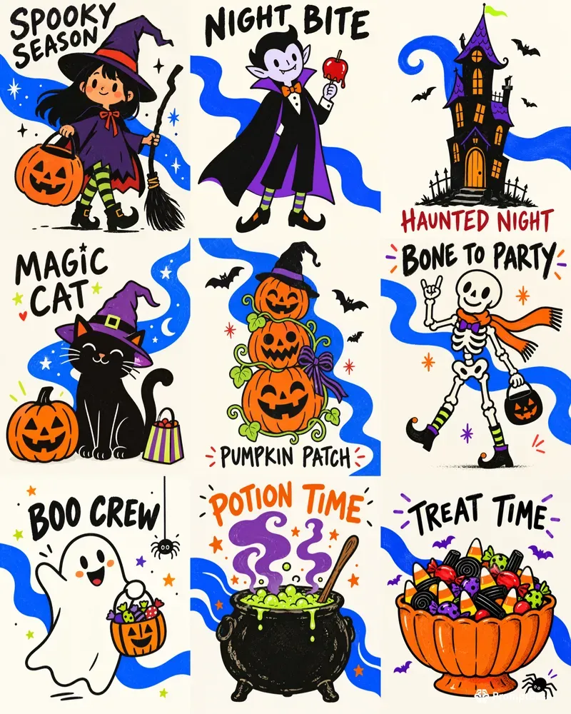 Halloween Editorial Doodle Posters