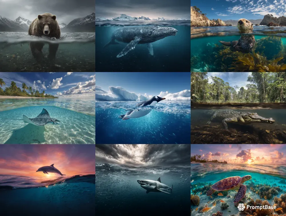 Split Water Animal Photography Generator