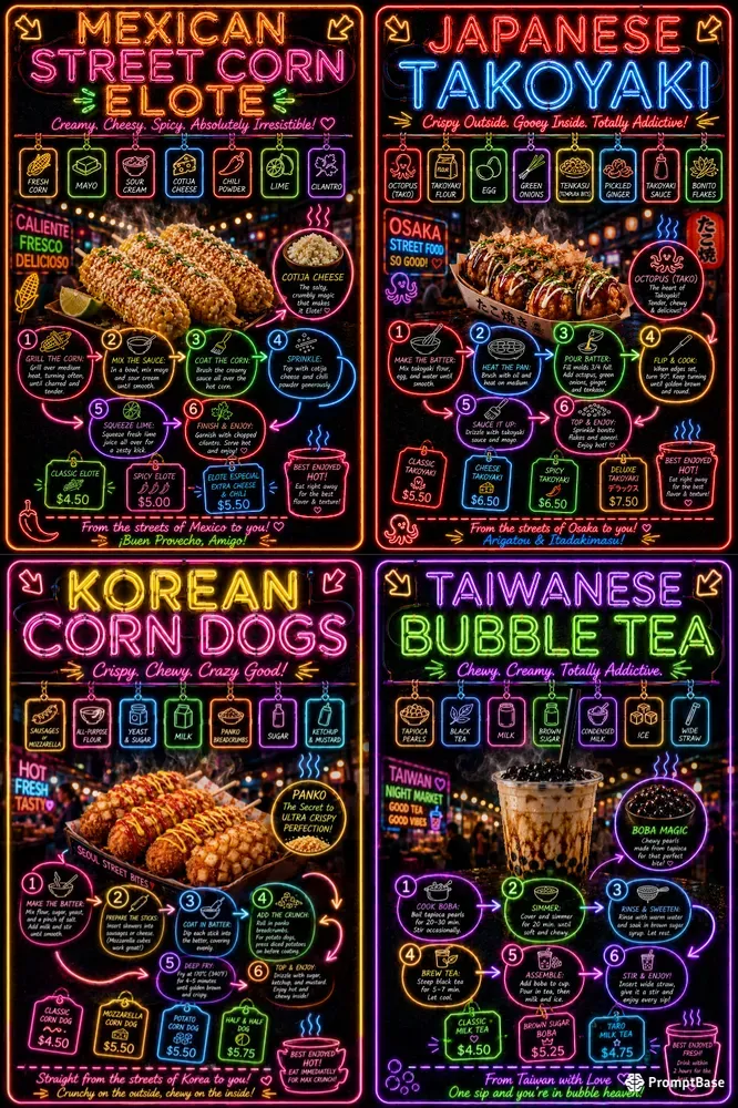 Neon Night Recipe Poster Generator