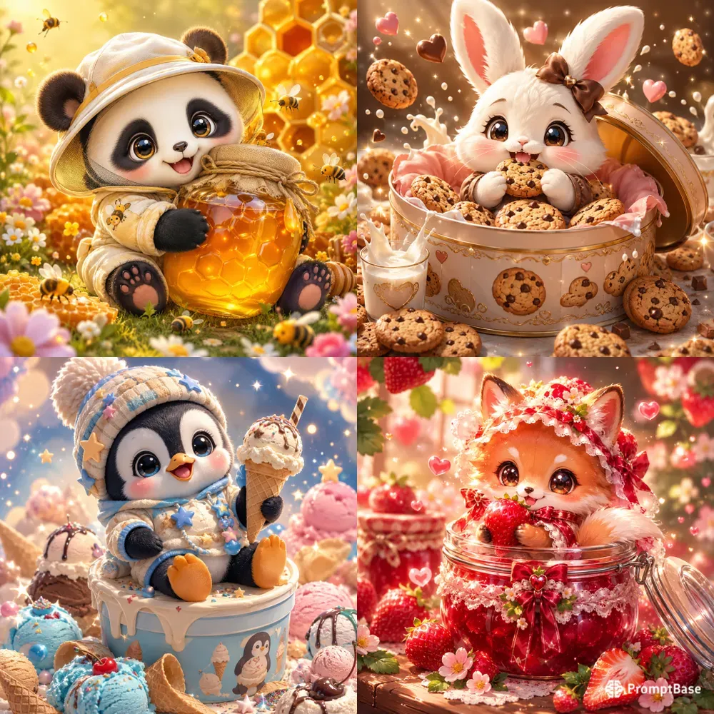 Cute Chibi Mascot Dessert Dream Art Sets