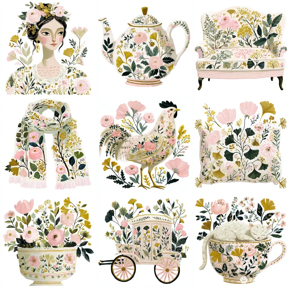 Romantic Cottagecore Soft Pastel Clipart