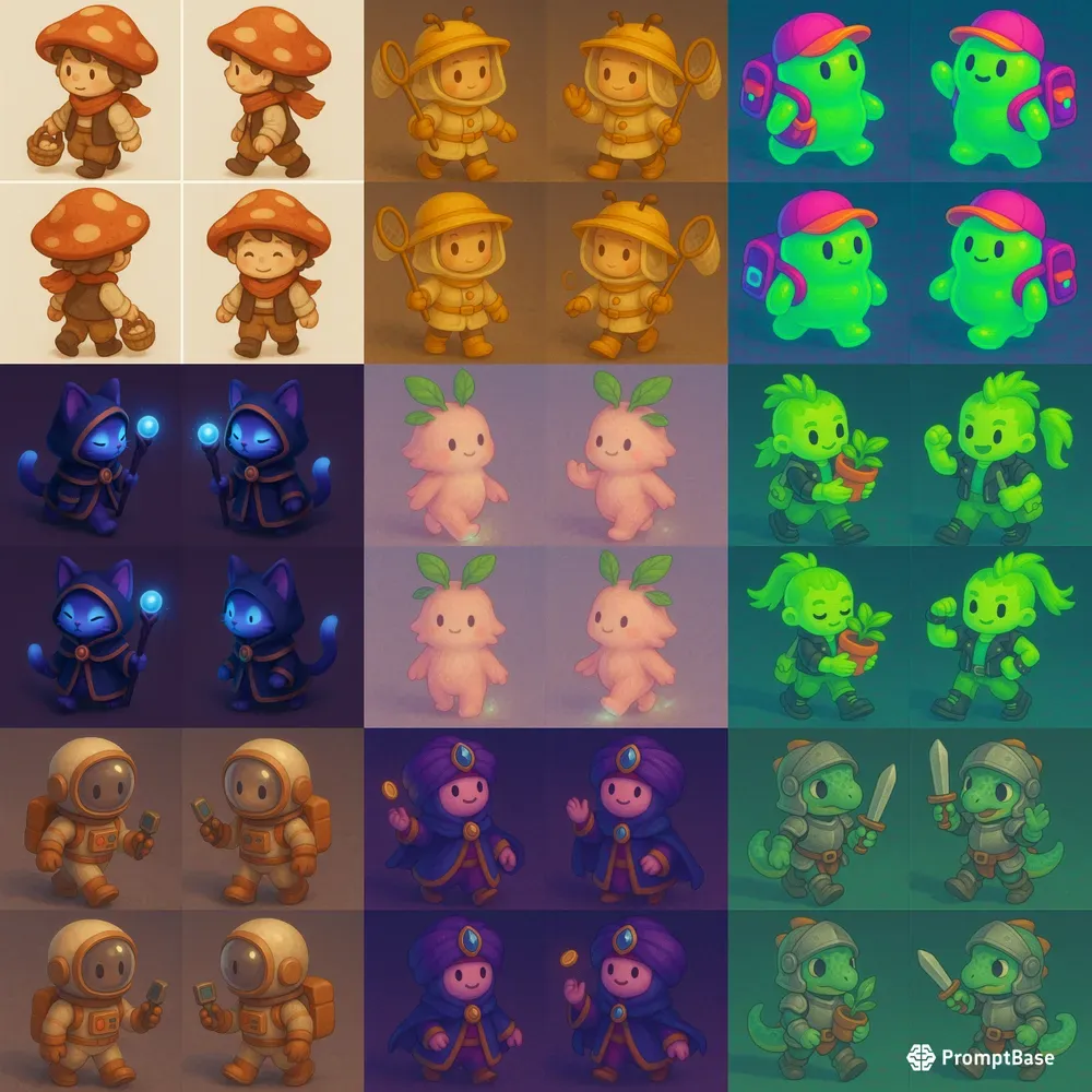 Angled Game Character Sprite Sheets