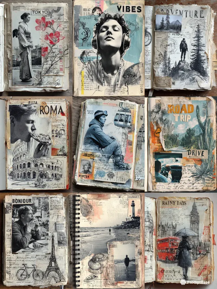 Vintage Travel Scrapbook Art