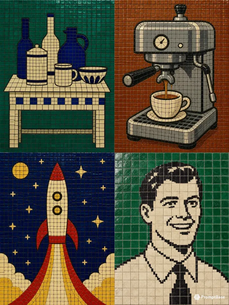 Retro Ceramic Tile Mosaic Murals