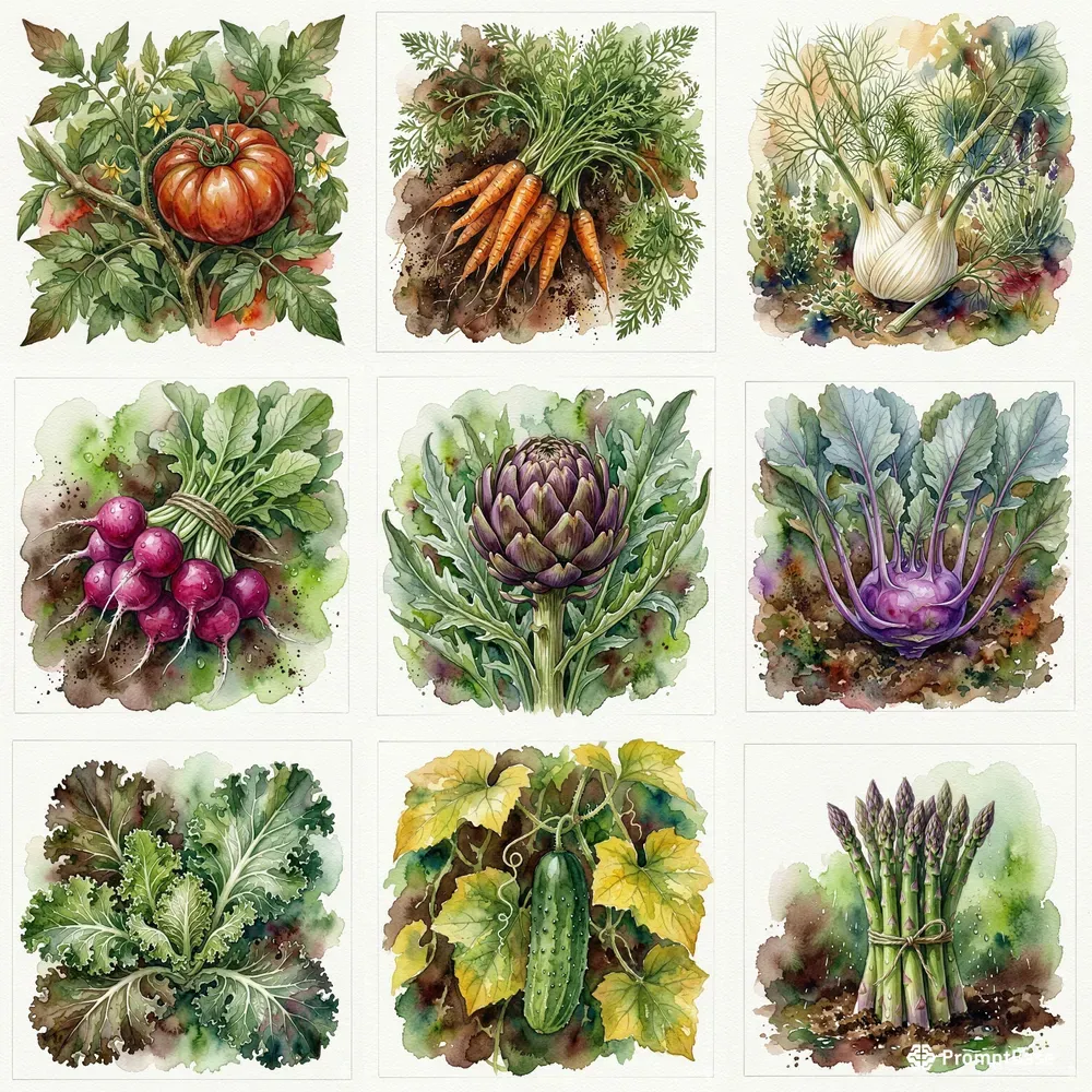 Botanical Watercolor Garden Studies