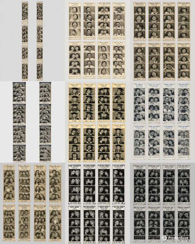 Vintage Photo Booth Strip Sheets
