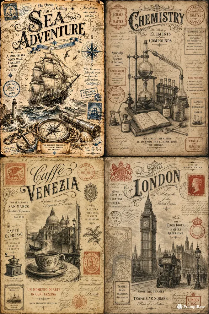 Antique Lithograph Collages