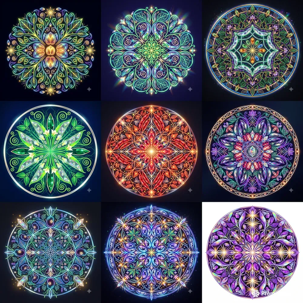 Neon Magical Bean Kaleidoscope Emblems