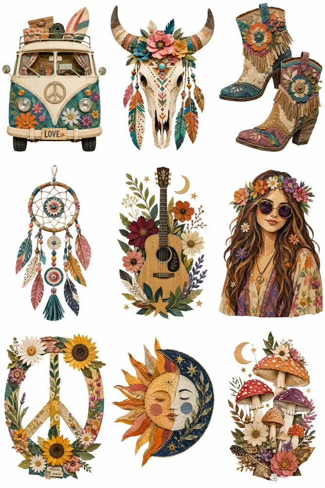Boho Paper Collage Cutouts