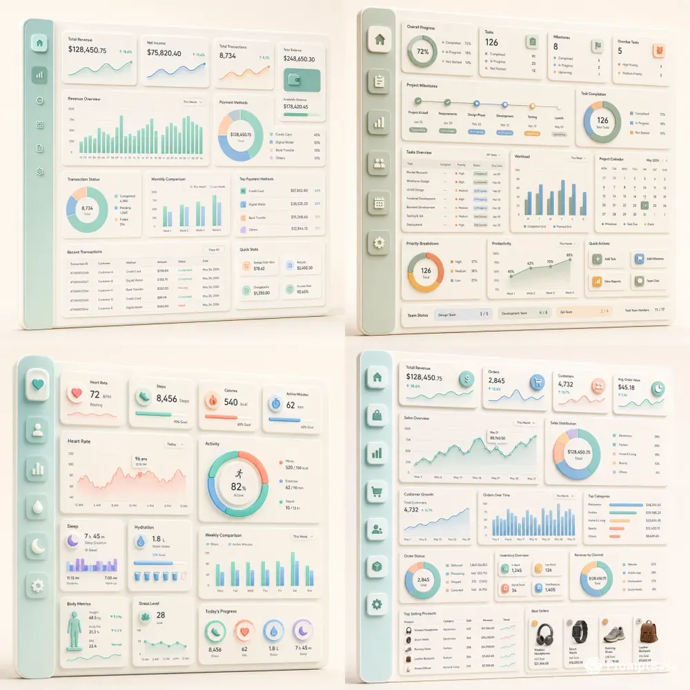 Pastel Modular Analytics Dashboards