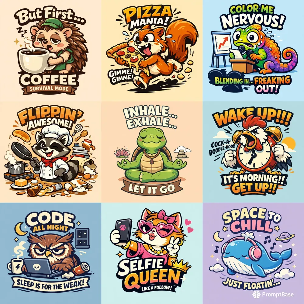 Cute Animal Mascot Pun Art