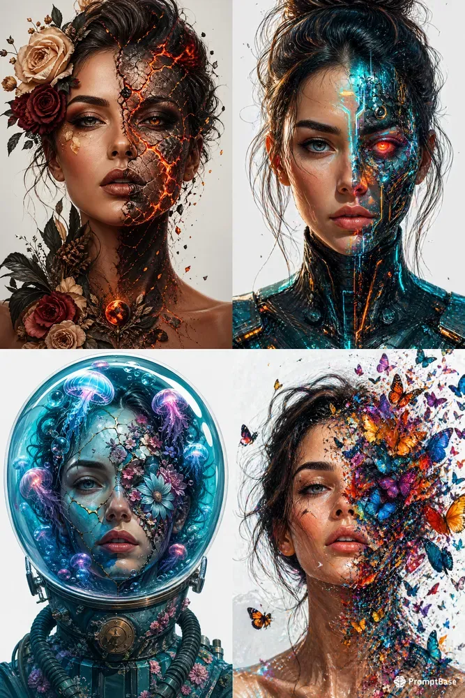 Surreal Split Portrait Fusions