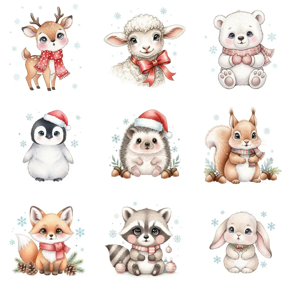 Cute Christmas Watercolor Clip Art