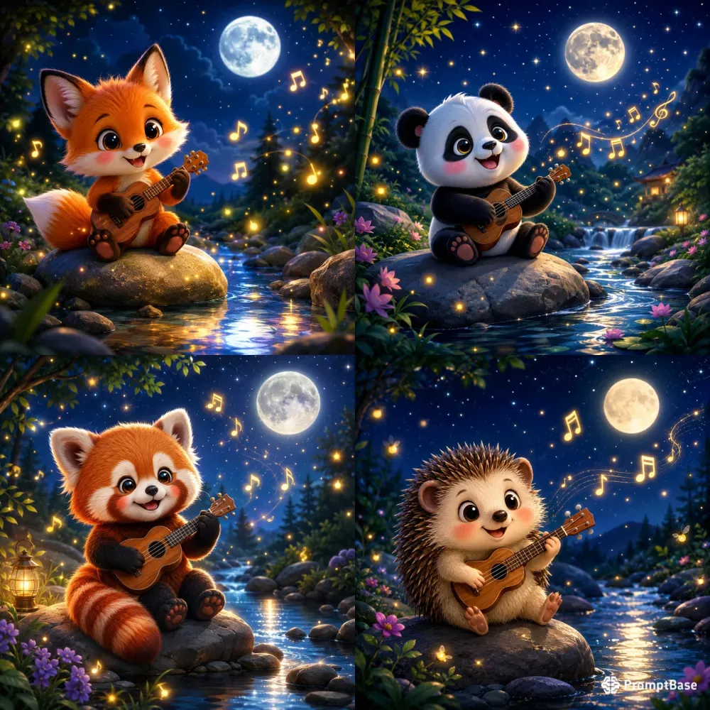Whimsical Moonlit Animal Lullabies